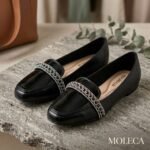 Sapatilha Feminina Bico Quadrado Strass Moleca 5737.214 - Imagem 4