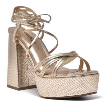 Sandália Feminina ViaMarte Metalizado Salto Alto 22-13106-01