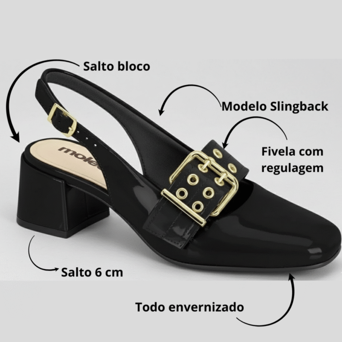 Sapato Slingback Verniz Moleca 5822.102 - Imagem 3