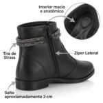 Bota Feminina Cano Curto Strass Moleca 5333.104 - Imagem 5