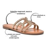 Sandália Rasteira Slide com Pedrarias Feminino Via Marte - Imagem 4