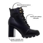 Bota Feminina Beira Rio Cano Curto Tratorada salto alto 9074.103 - Imagem 5