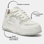 Tênis Casual Feminino Casual Flatform Via Marte Branco 225-006-02 - Imagem 6