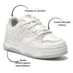 Tênis Casual Feminino Via Marte Estiloso Branco 225-007-01 - Imagem 6