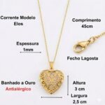 Colar Relicário Medalha Coração Personalizado Folheado  1735.4791 - Imagem 11