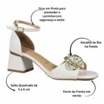 Sandália Vizzano Feminina Salto Baixo Grosso Flor  Verniz 6428.141 Vizzano - Imagem 6
