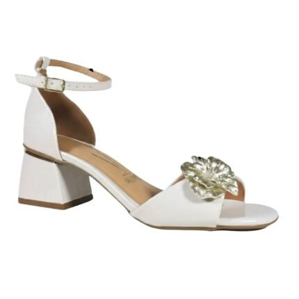 Sandália Vizzano Feminina Salto Baixo Grosso Flor  Verniz 6428.141 Vizzano