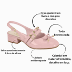 Sapato Infantil Juvenil Molekinha Slingback Fivela Laço Moda 2585.103 - Imagem 7